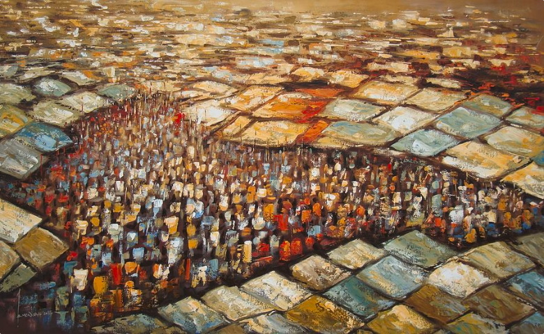 Abstract painting of a "market view"
