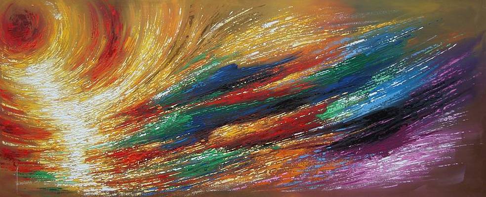 Abstract painting of waves of various colors