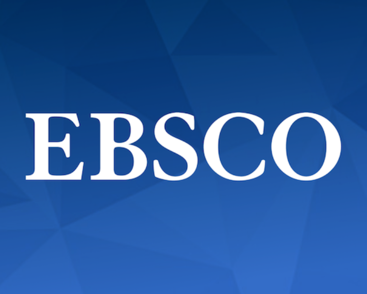 Blue background with geometric shapes and the word Ebsco in white.