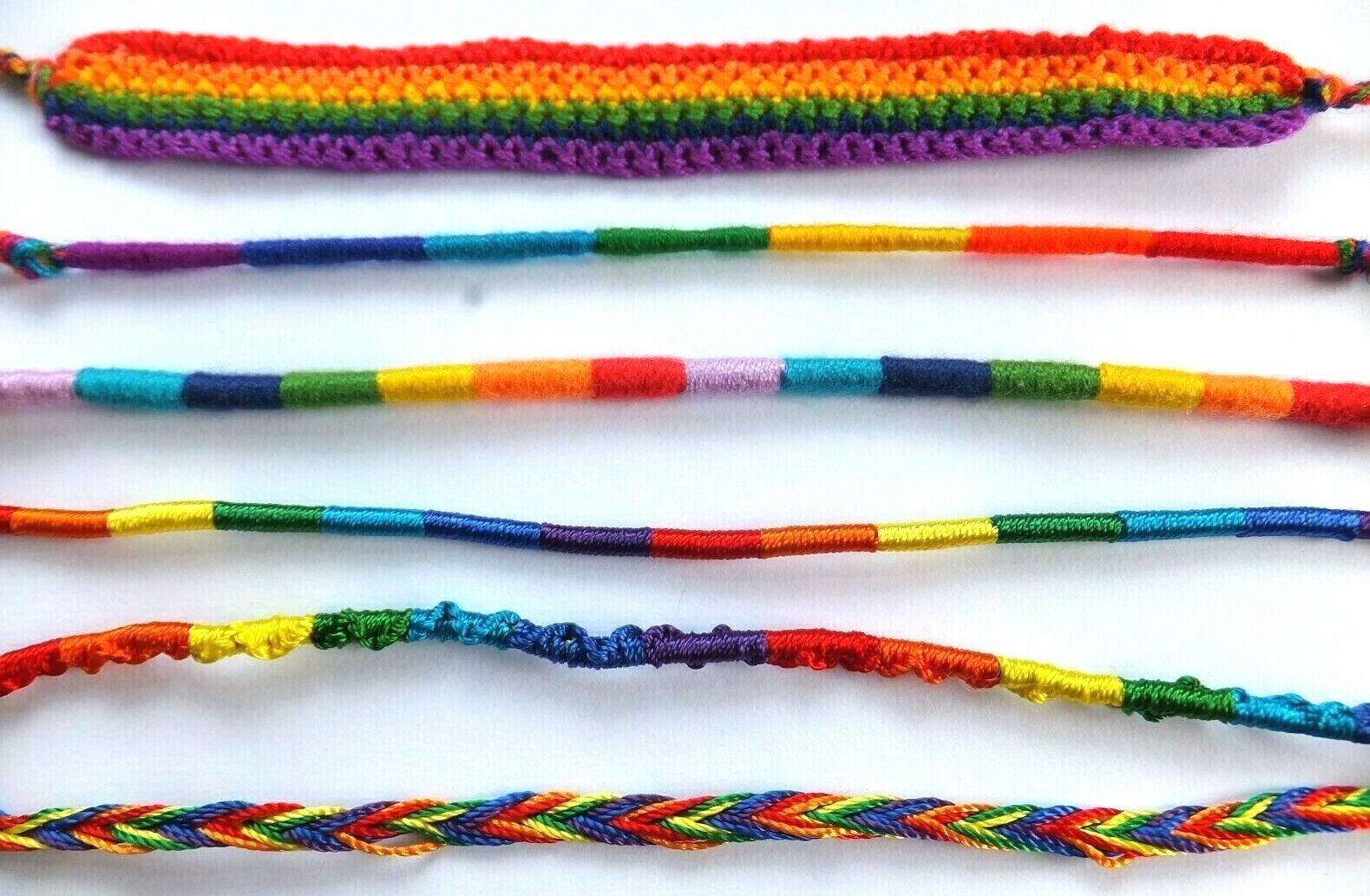 Friendship bracelets in Pride colors