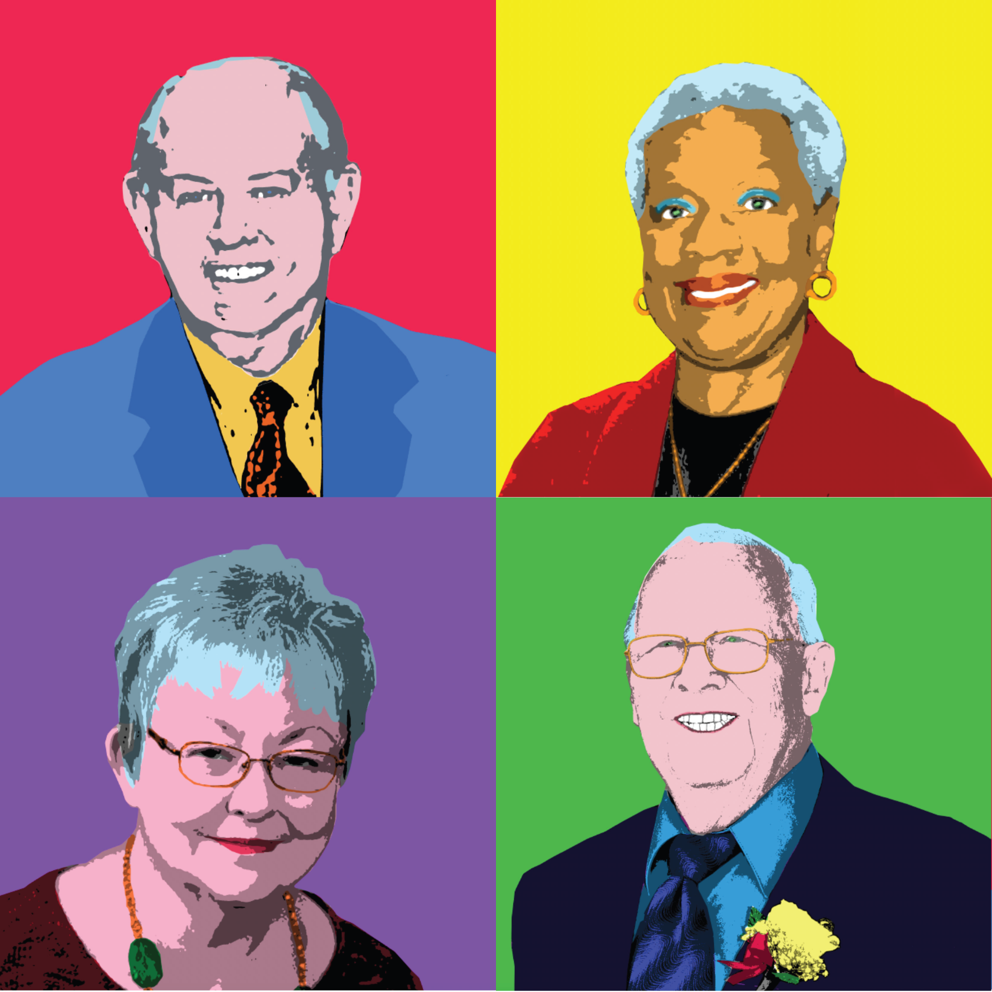 Woodridge hometown heroes in the style of Andy Warhol