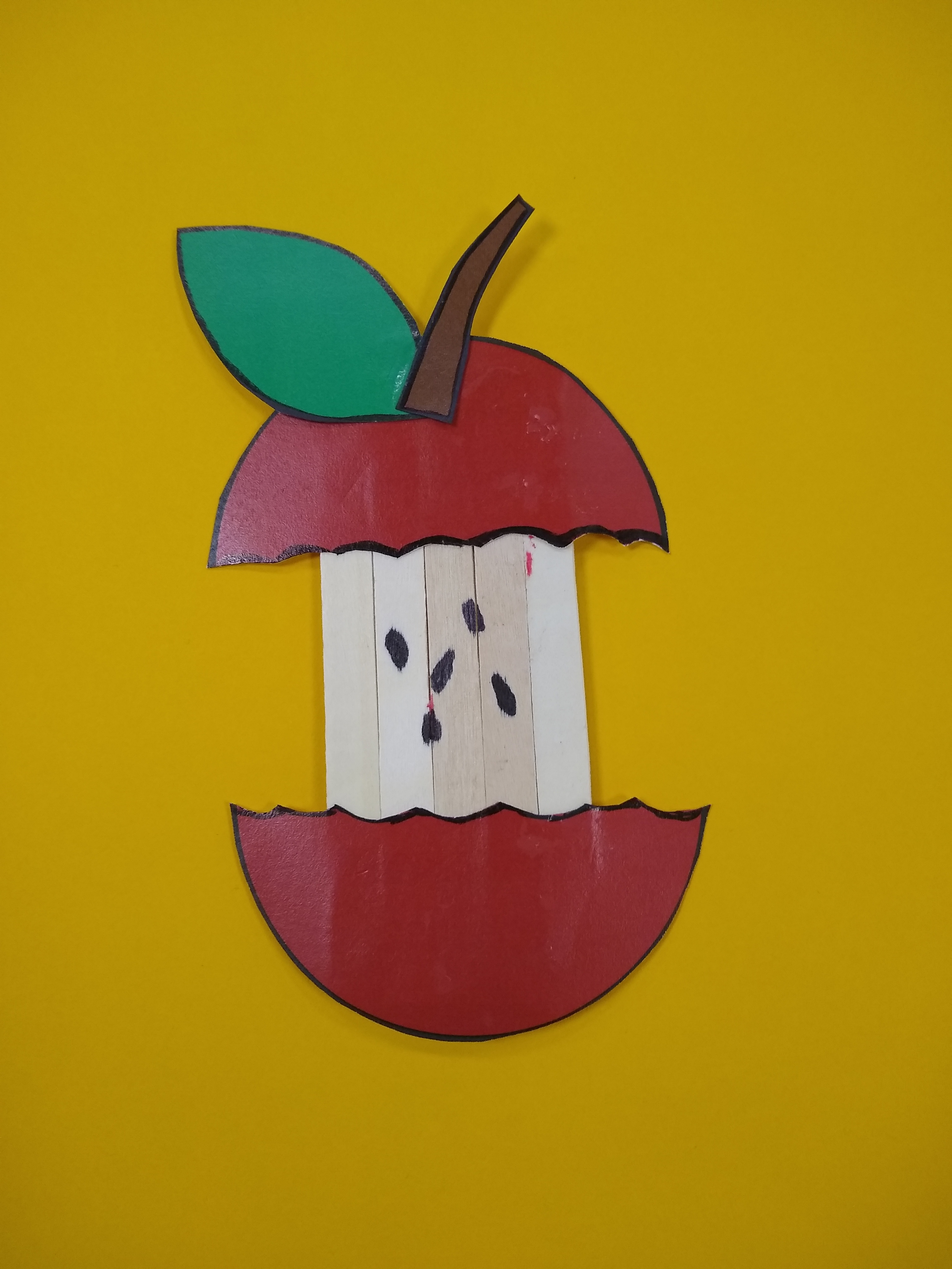 Apple made with popsicle sticks