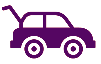 Popped trunk on car purple icon