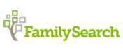 The words "Family Search" in green with the Family Search logo of a tree with squares instead of leaves to the left.
