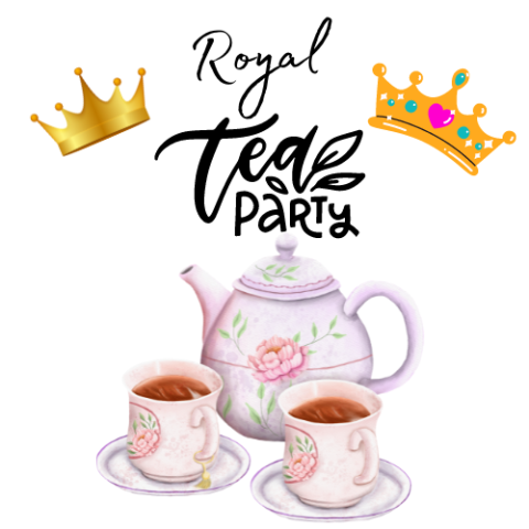 Royal tea party tea pot, teacups, and crowns