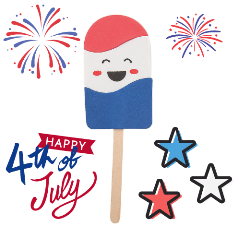 Patriotic popsicle with fireworks