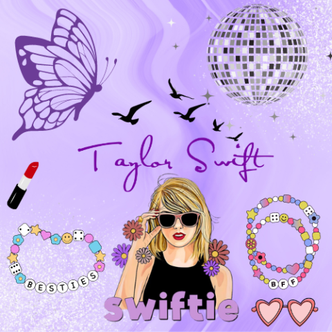 Taylor Swift, friendship bracelets, butterfly, disco ball