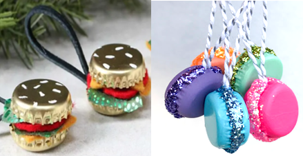 hamburger and macaroon keychains