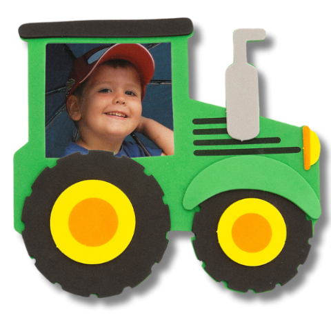 Tractor frame with photo of boy