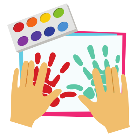 hands fingerpainting