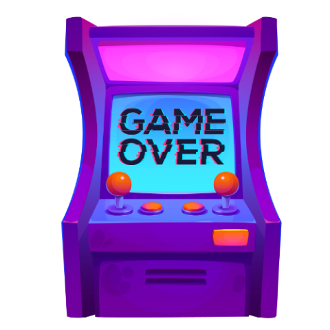 arcade-style video game console with words Game Over