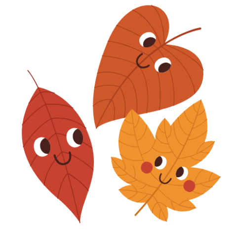 fall leaves with cute smiling faces