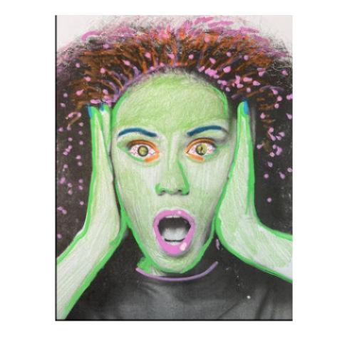 girl with shocked expression colored in neon colors