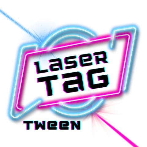 neon sign with words "Laser Tag Tween"