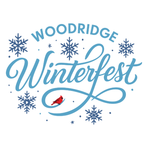 Woodridge Winterfest logo with snowflakes and cardinal