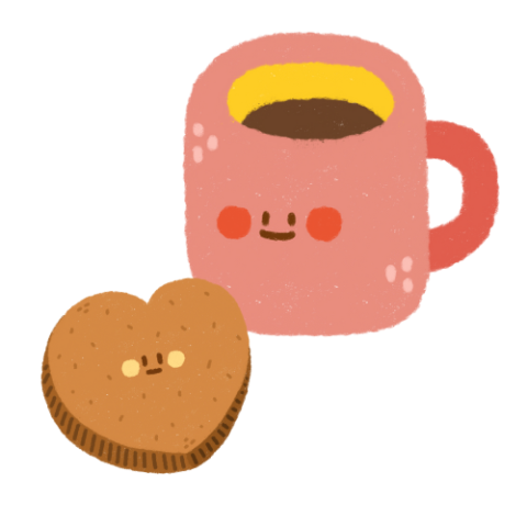Smiling mug and heart-shaped cookie