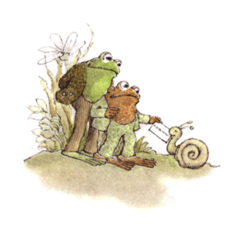 Image of Lobel's Frog and Toad getting mail from a snail