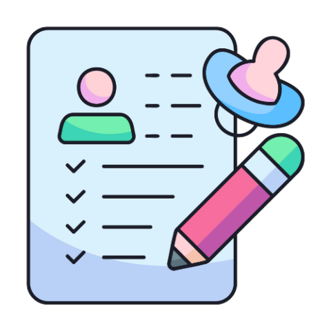 Checklist with pencil and baby pacifier