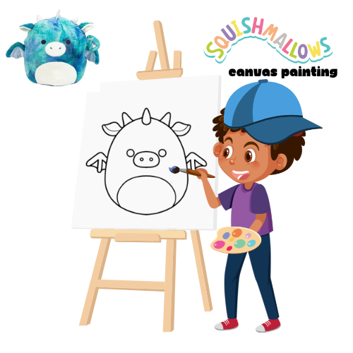 boy painting dragon Squishmallow