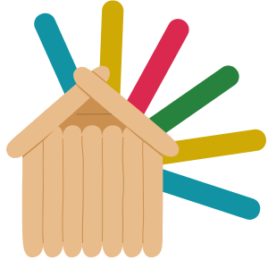 stick house and colorful popsicle sticks