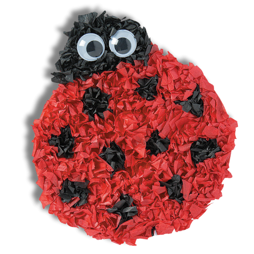 tissue paper ladybug with googly eyes