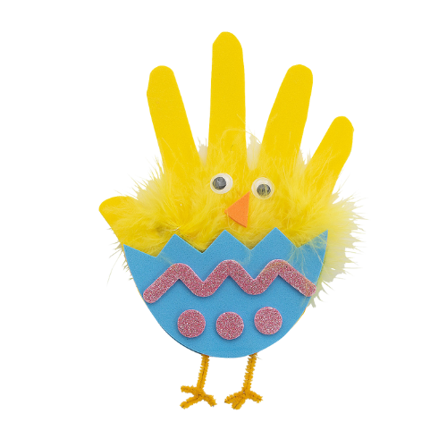 Cute handprint chick in eggshell