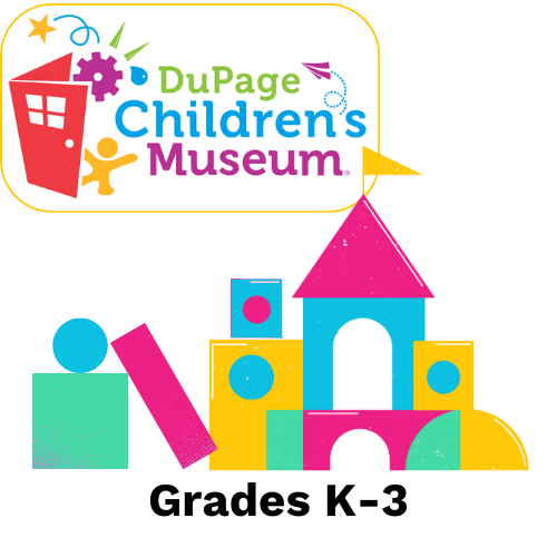 building blocks with DuPage Children's Museum logo