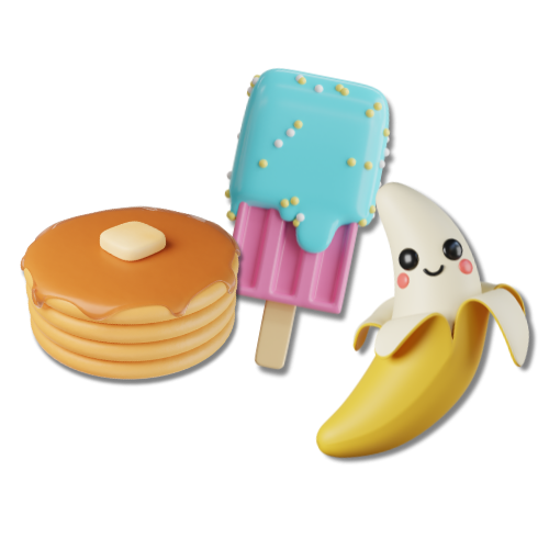 mini clay pancakes, popsicle and banana