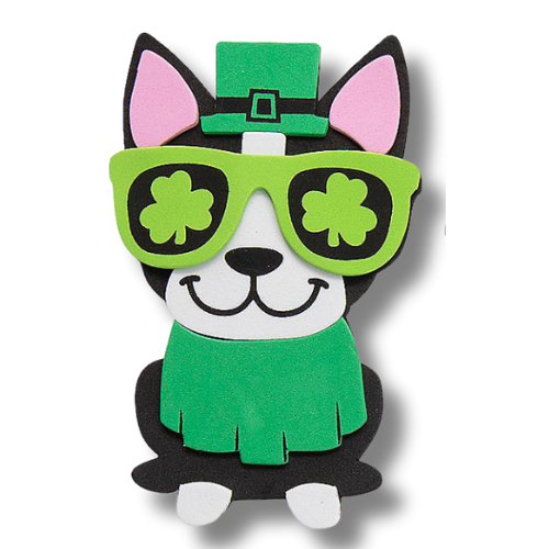 cute dog dressed in St. Patrick's Day green