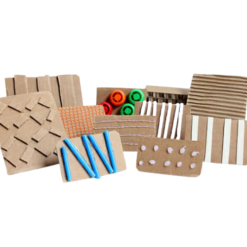 found object cardboard stamps