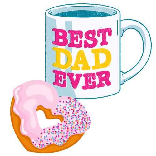 Best Dad mug and heart-shaped donut