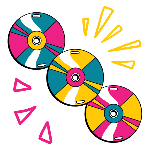 brightly colored CDs