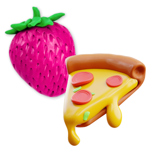 clay strawberry and clay pizza