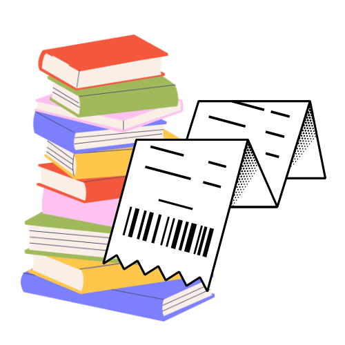 stack of books and receipt