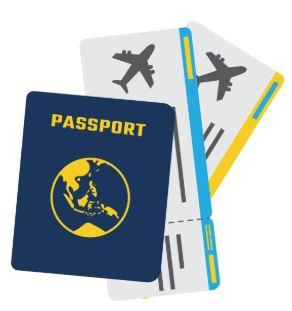 passport image with plane tickets