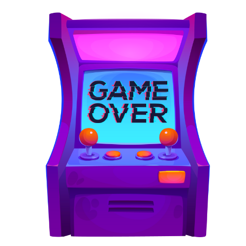 arcade-style video game console with words Game Over