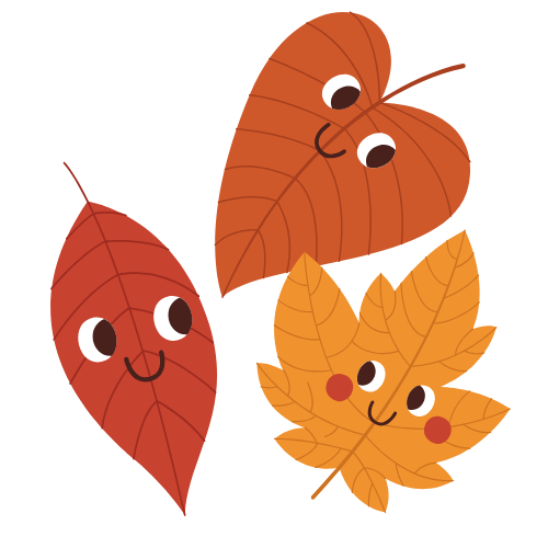 fall leaves with cute smiling faces