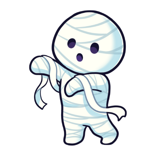 small mummy walking with outstretched arms
