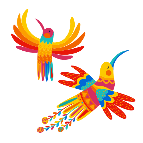colorful tropical birds soaring in the air
