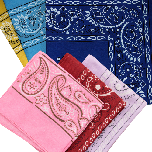 folded bandanas of different colors