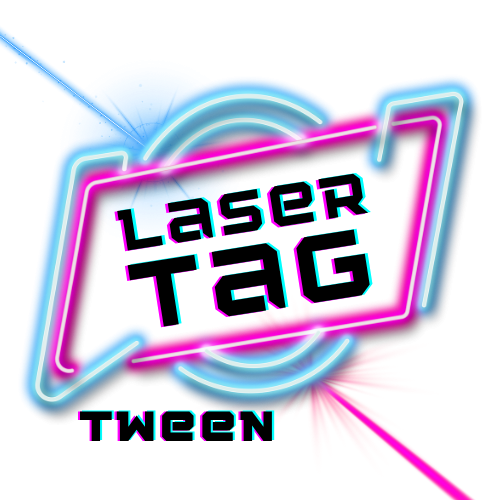 neon sign with words "Laser Tag Tween"