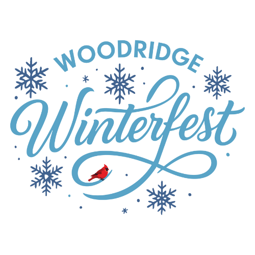 Woodridge Winterfest logo with snowflakes and cardinal