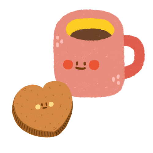 Smiling mug and heart-shaped cookie