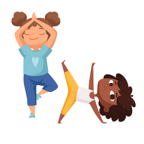 Two children in different yoga poses