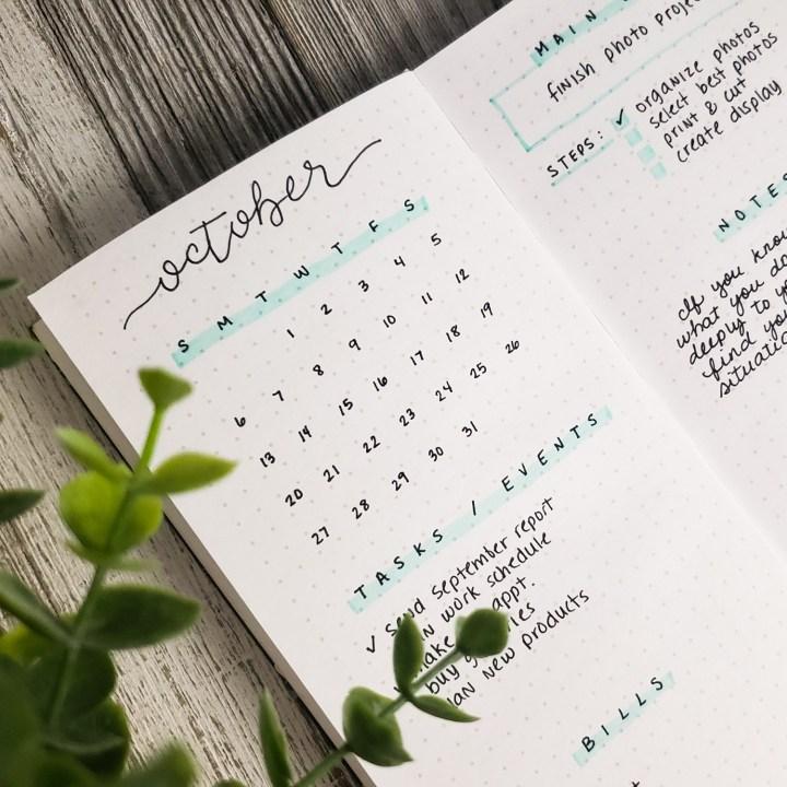 October Bullet Journal spread by Paper & Landscapes